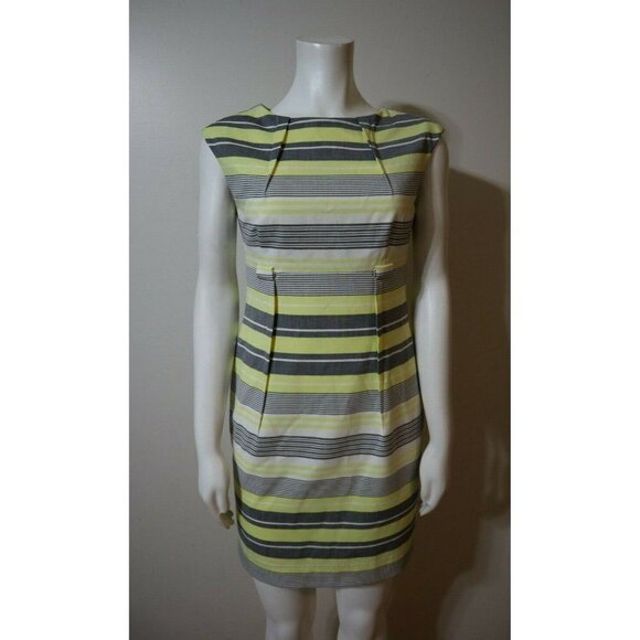 WOMEN'S GRAY AND YELLOW STRIPED DRESS - CALVIN KLEIN - SIZE 2 - SHEATH DRESS - Picture 2 of 7